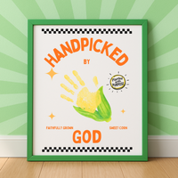 Handpicked by God Corn Handprint Craft | Christian Thanksgiving Printable | Preschool Fall Keepsake