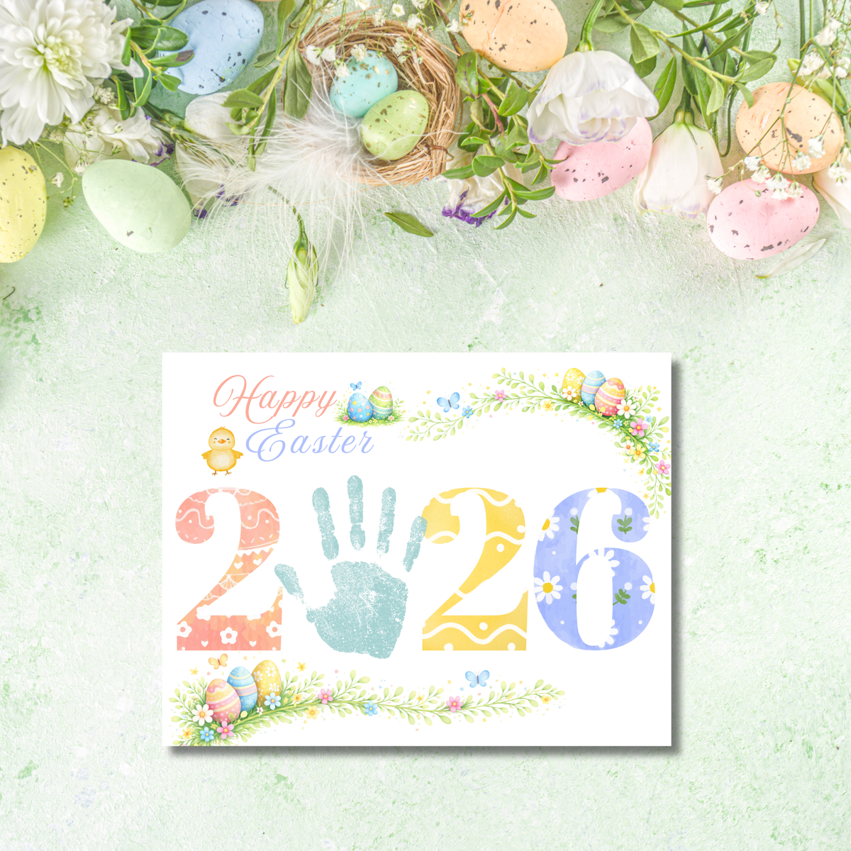 Easter 2026 Handprint Craft Printable | Happy Easter Keepsake | Kids Easter Art PDF