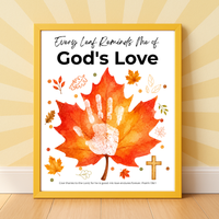 Every Leaf Reminds Me of God's Love Handprint Craft | Christian Fall Handprint Printable | Autumn Bible Keepsake | Preschool Thanksgiving Faith Activity