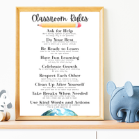 Classroom Rules Printable Poster Set | Preschool Classroom Decor | Classroom Rules Wall Art | Teacher Classroom Poster | Homeschool Classroom Decor