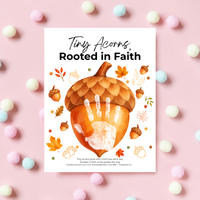 Christian Fall Acorn Handprint Craft for Kids | Tiny Acorns Rooted in Faith Bible Activity