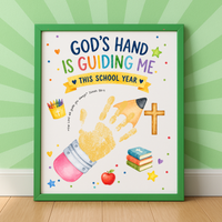 God's Hand Is Guiding Me This School Year Handprint Craft Printable | Christian First Day of School Keepsake