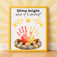 Campfire Handprint Craft Printable | Shine Bright When It's Darkest | Fall Campfire Keepsake | Halloween Thanksgiving Preschool Activity