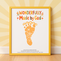 Christian Pie Footprint Craft Printable, Wonderfully Made by God Keepsake, Baby Footprint Art, Fall Thanksgiving Activity, Psalm 139:14 PDF
