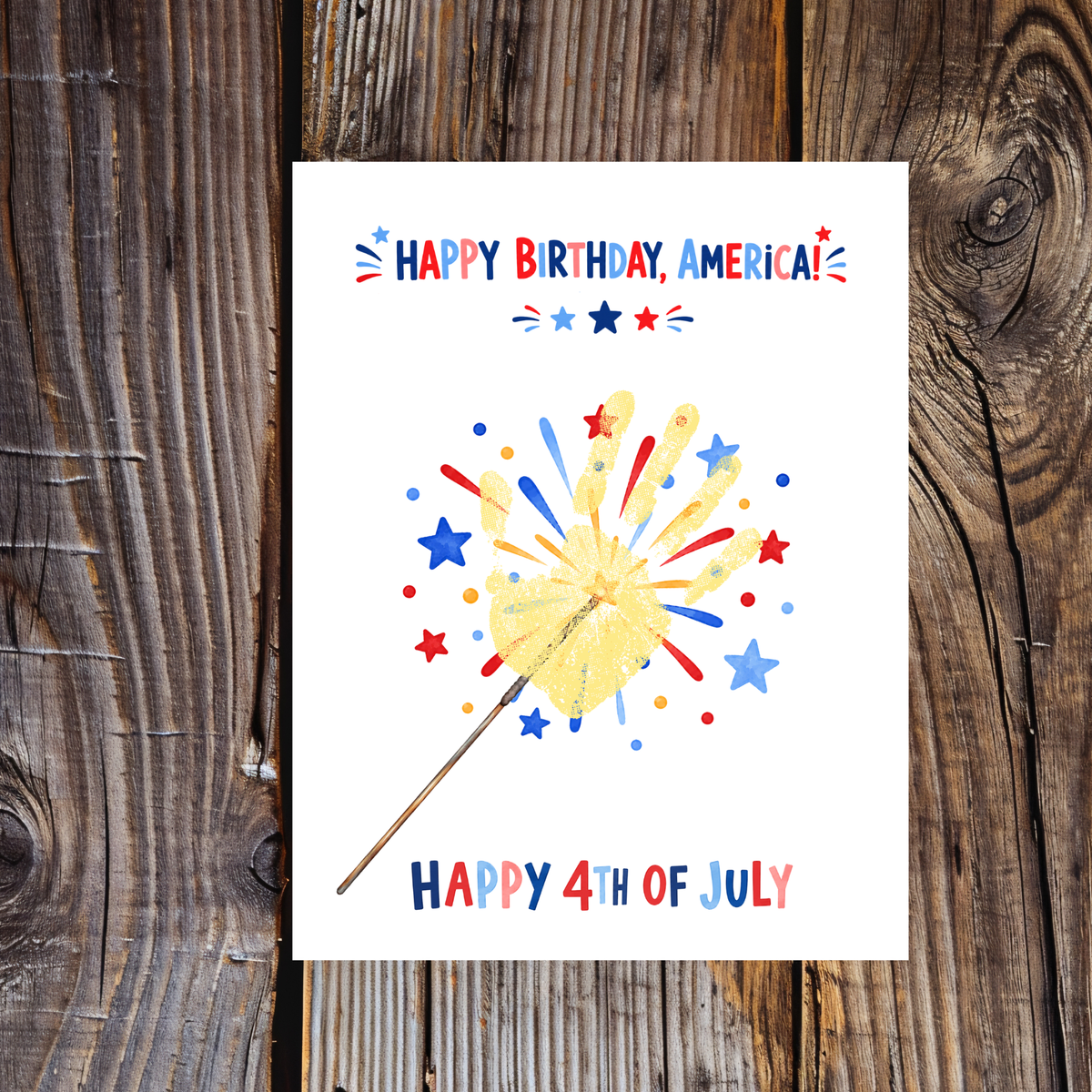 4th of July Handprint Craft for Kids | Patriotic Preschool & Kindergarten Activity | Happy Birthday America Printable
