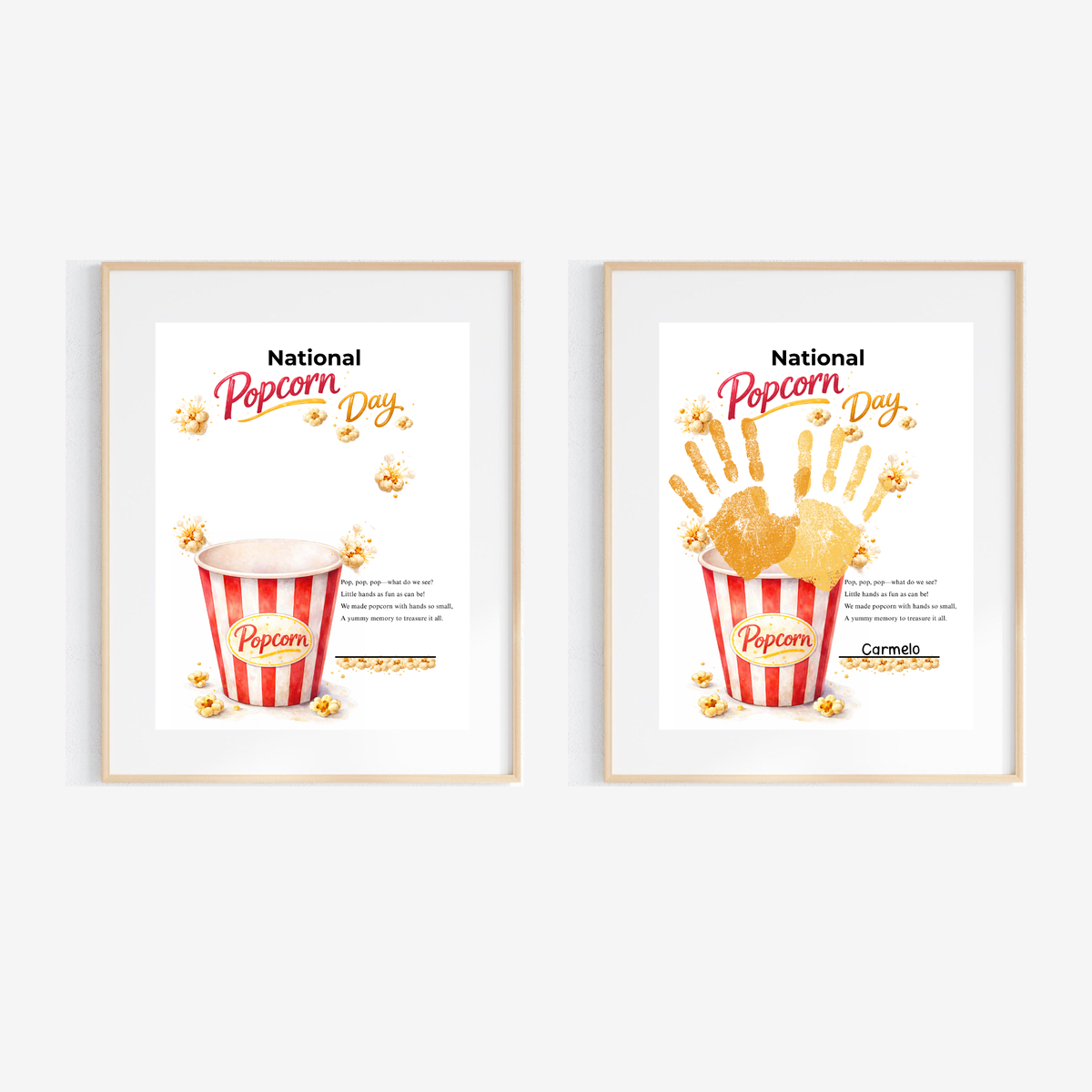 National Popcorn Day Handprint Craft for Kids | Preschool Fine Motor Printable Activity