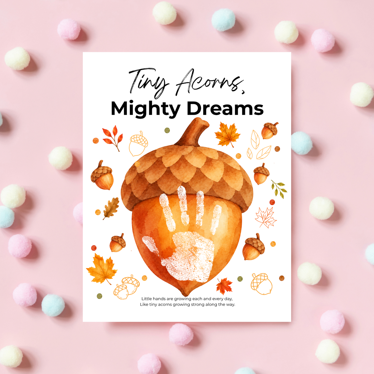 Fall Acorn Handprint Craft for Kids | Tiny Acorns Mighty Dreams Preschool Autumn Activity & Keepsake