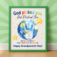 God Picked You, God Picked Me Grandparents Day Handprint Craft Printable | Christian Grandparent Gift | Faith-Based Keepsake PDF