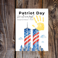 Patriot Day September 11th Handprint Craft Printable | 9/11 Remembrance Keepsake | Twin Towers Handprint Activity | Preschool Patriot Day Craft