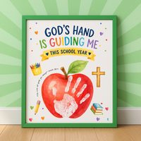 God's Hand Is Guiding Me This School Year Handprint Craft Printable | Christian First Day of School Keepsake