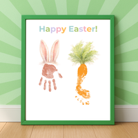 Happy Easter Bunny & Carrot Handprint Keepsake Printable | Easter Memory Art | Spring Kids Activity PDF