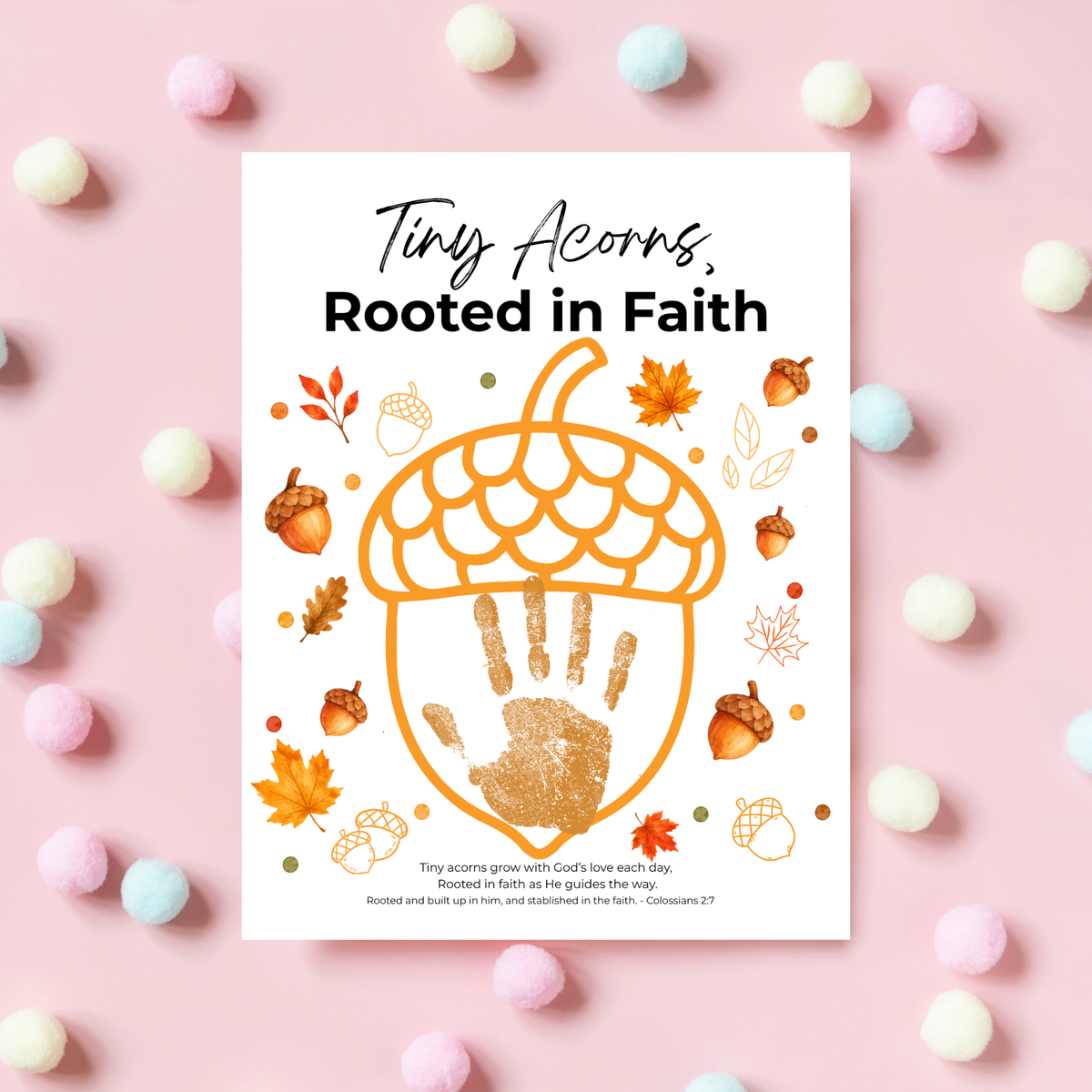 Christian Fall Acorn Fingerprint Craft for Kids | Tiny Acorns Rooted in Faith Bible Fine Motor Activity