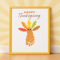 Happy Thanksgiving Footprint Craft Printable, Turkey Footprint Keepsake, Fall Thanksgiving Activity for Kids, Preschool Classroom Craft PDF