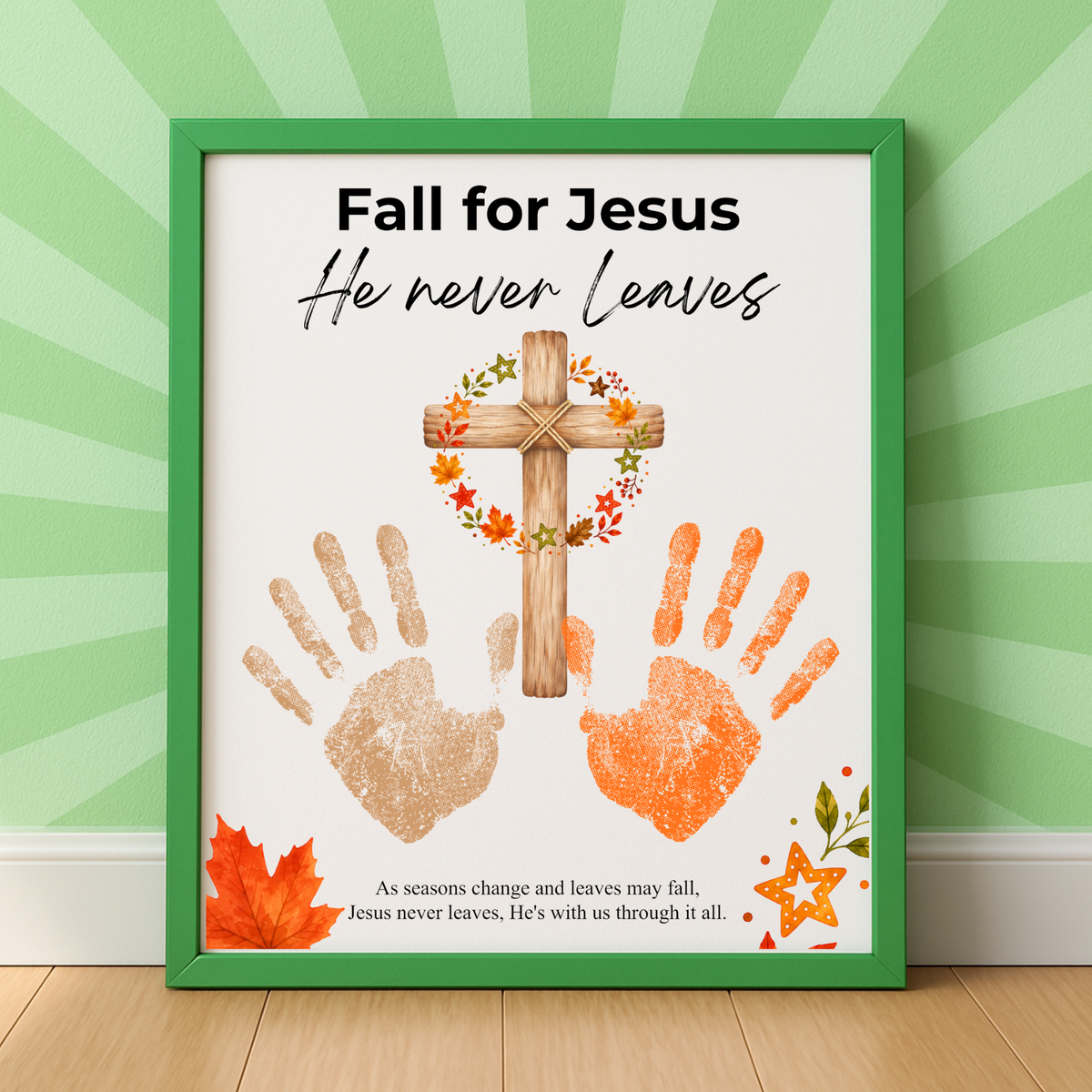 Fall for Jesus Cross Handprint Craft | Christian Fall Printable | Autumn Keepsake for Kids