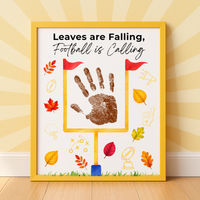 Football Handprint Craft Printable | Leaves Are Falling Football Is Calling | Fall Football Keepsake Activity for Kids | Preschool Printable