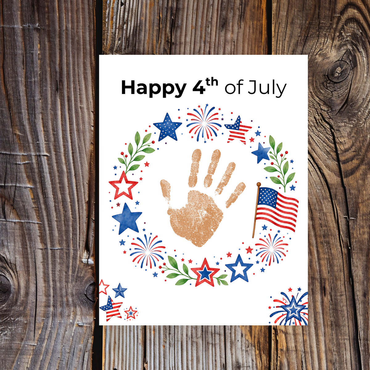 4th of July Handprint Wreath Craft for Kids | Patriotic Preschool & Kindergarten Activity | Independence Day Printable