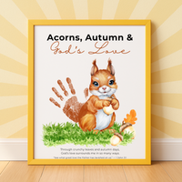 Christian Fall Squirrel Handprint Craft Printable | Acorns Autumn & God’s Love | Bible Fall Activity for Kids | 1 John 3:1 Keepsake