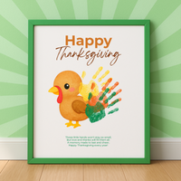 Happy Thanksgiving Turkey Handprint Craft Printable | Thanksgiving Handprint Keepsake | Preschool Fall Activity PDF