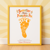 Pumpkin Pie Footprint Craft Printable, Sweeter Than Pumpkin Pie Keepsake, Baby Footprint Art, Thanksgiving Craft for Kids, Fall Printable PDF