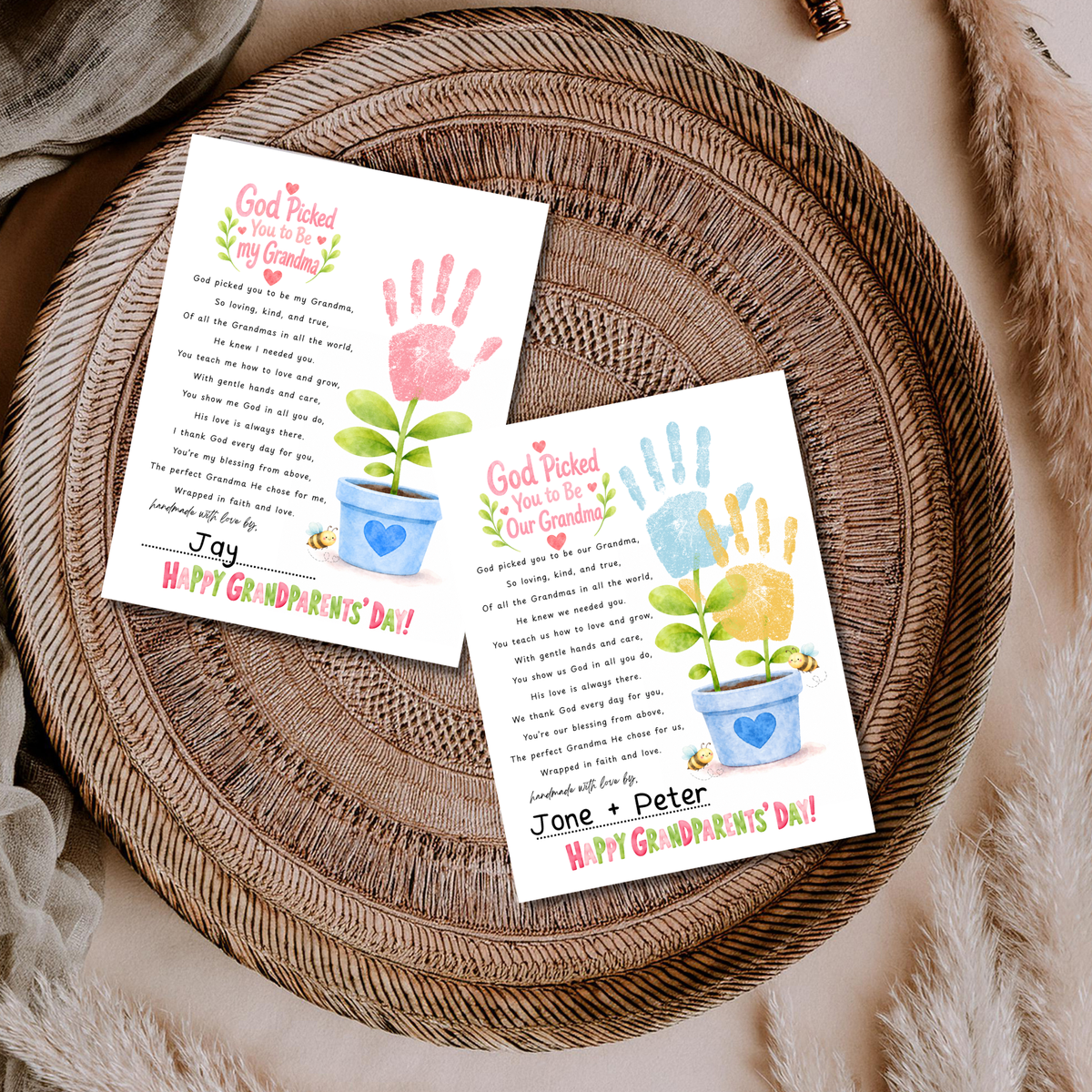 Grandma Grandparents Day Handprint Craft for Kids | God Picked You to Be My Grandma Christian Keepsake