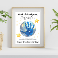 Grandparents Day Handprint Craft Printable | “God Picked You, God Picked Me” Faith-Based Grandparent Keepsake | Kids Christian Art PDF