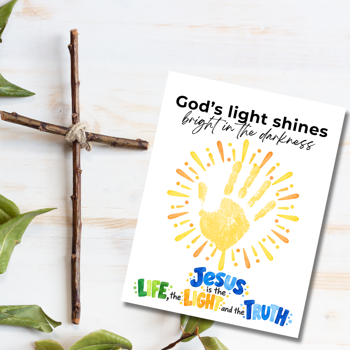God’s Light Shines Handprint Craft for Kids | Jesus Life Light Truth Christian Printable | Bible Sunday School Activity