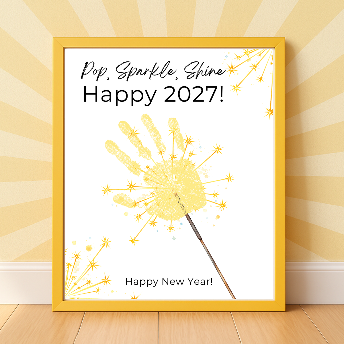 Pop, Sparkle, Shine Handprint & Fingerprint Craft | Happy New Year 2027 Printable | Preschool New Year's Eve Activity | Kids Keepsake Craft