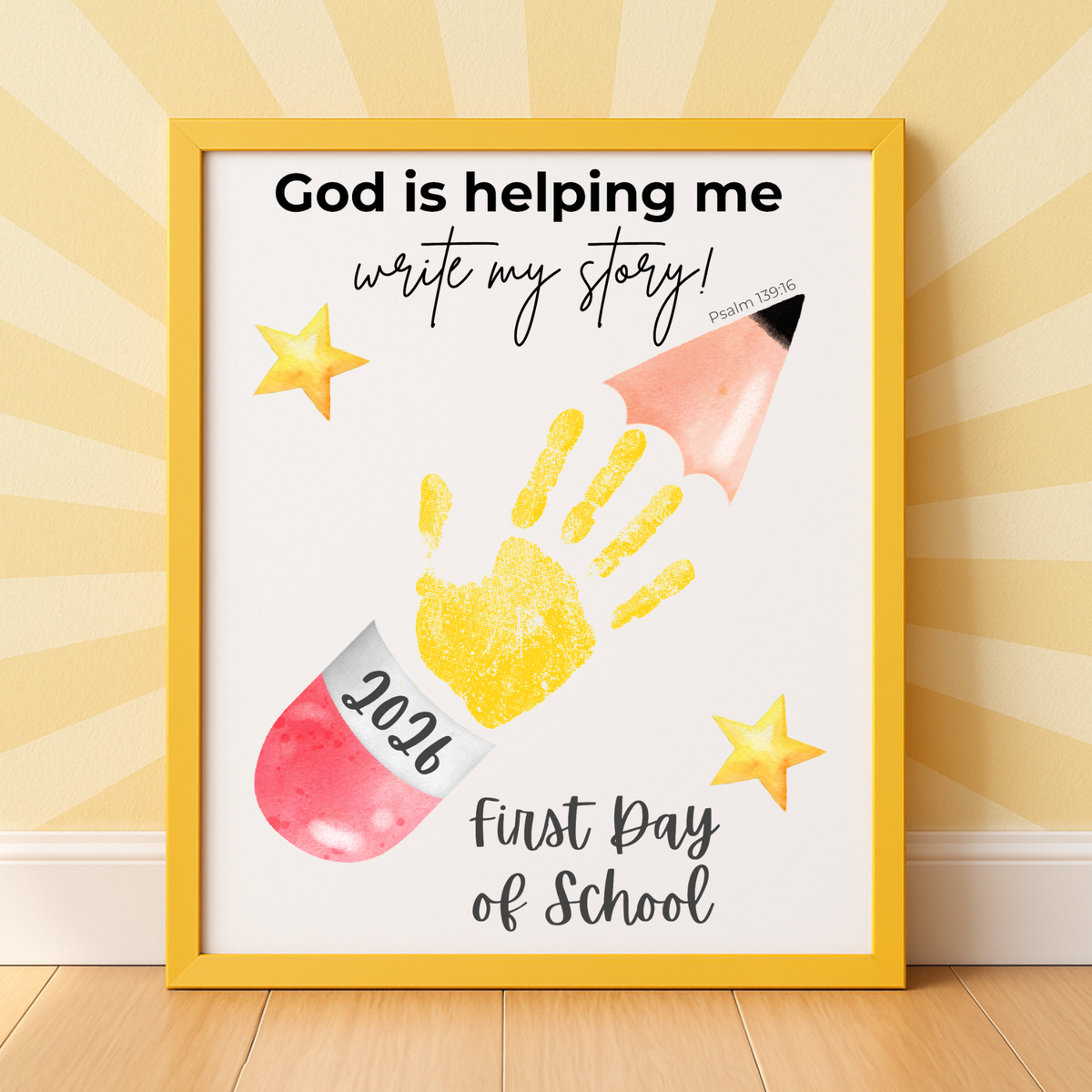 God Is Helping Me Write My Story First Day of School Pencil Handprint Craft | Christian Back to School Printable | Preschool Kindergarten Keepsake PDF