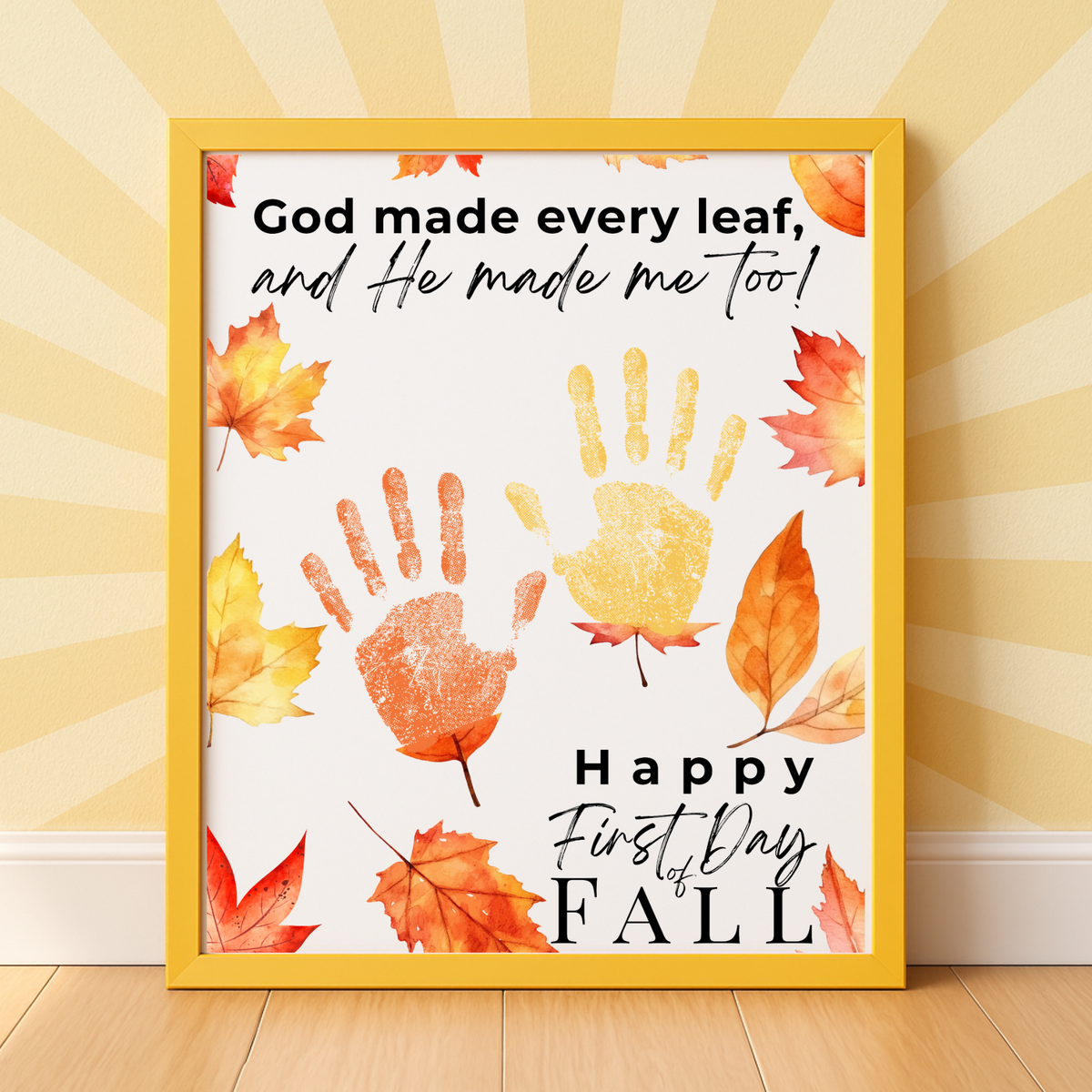Christian First Day of Fall Handprint Craft Printable, Baby's First Fall Keepsake, God Made Every Leaf, Preschool Autumn Activity, Thanksgiving Craft