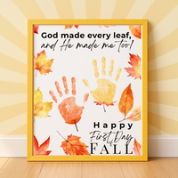 Christian First Day of Fall Handprint Craft Printable, Baby's First Fall Keepsake, God Made Every Leaf, Preschool Autumn Activity, Thanksgiving Craft