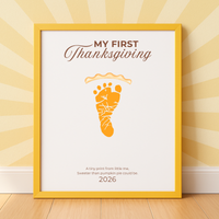 My First Thanksgiving Footprint Craft Printable, Baby's First Thanksgiving Keepsake, Pumpkin Pie Footprint Art, Newborn Thanksgiving Printable PDF