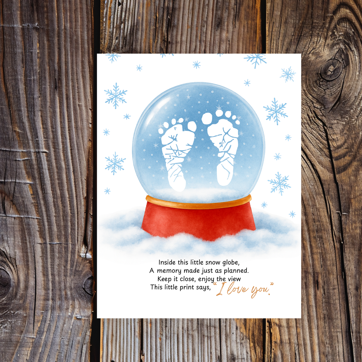 Snow Globe Handprint & Footprint Craft | Winter Keepsake Printable | Preschool Handprint Activity | Baby Footprint Memory Craft