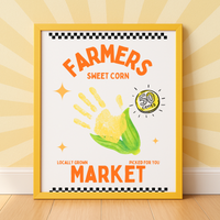Farmers Market Sweet Corn Handprint Craft Printable, Corn Handprint Keepsake, Fall Harvest Activity, Preschool Kindergarten Thanksgiving PDF