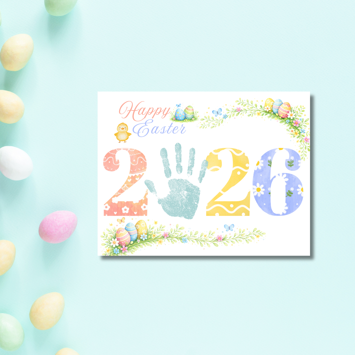 Easter 2026 Handprint Craft Printable | Happy Easter Keepsake | Kids Easter Art PDF