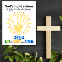 God’s Light Shines Handprint Craft for Kids | Jesus Life Light Truth Christian Printable | Bible Sunday School Activity