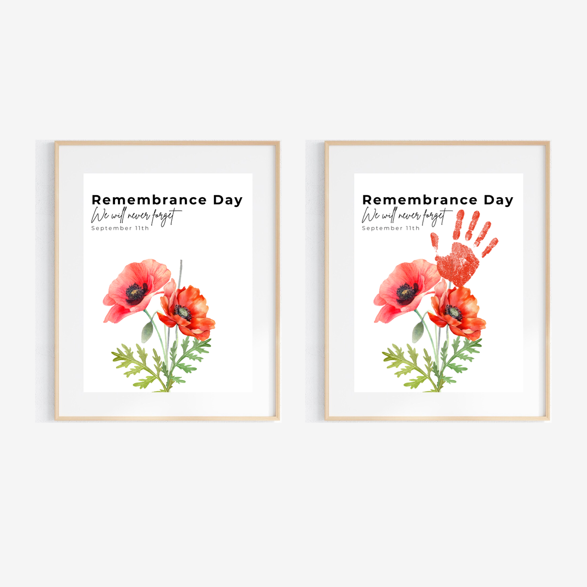 Remembrance Day Handprint Craft for Kids | September 11 Poppy Printable Keepsake | We Will Never Forget