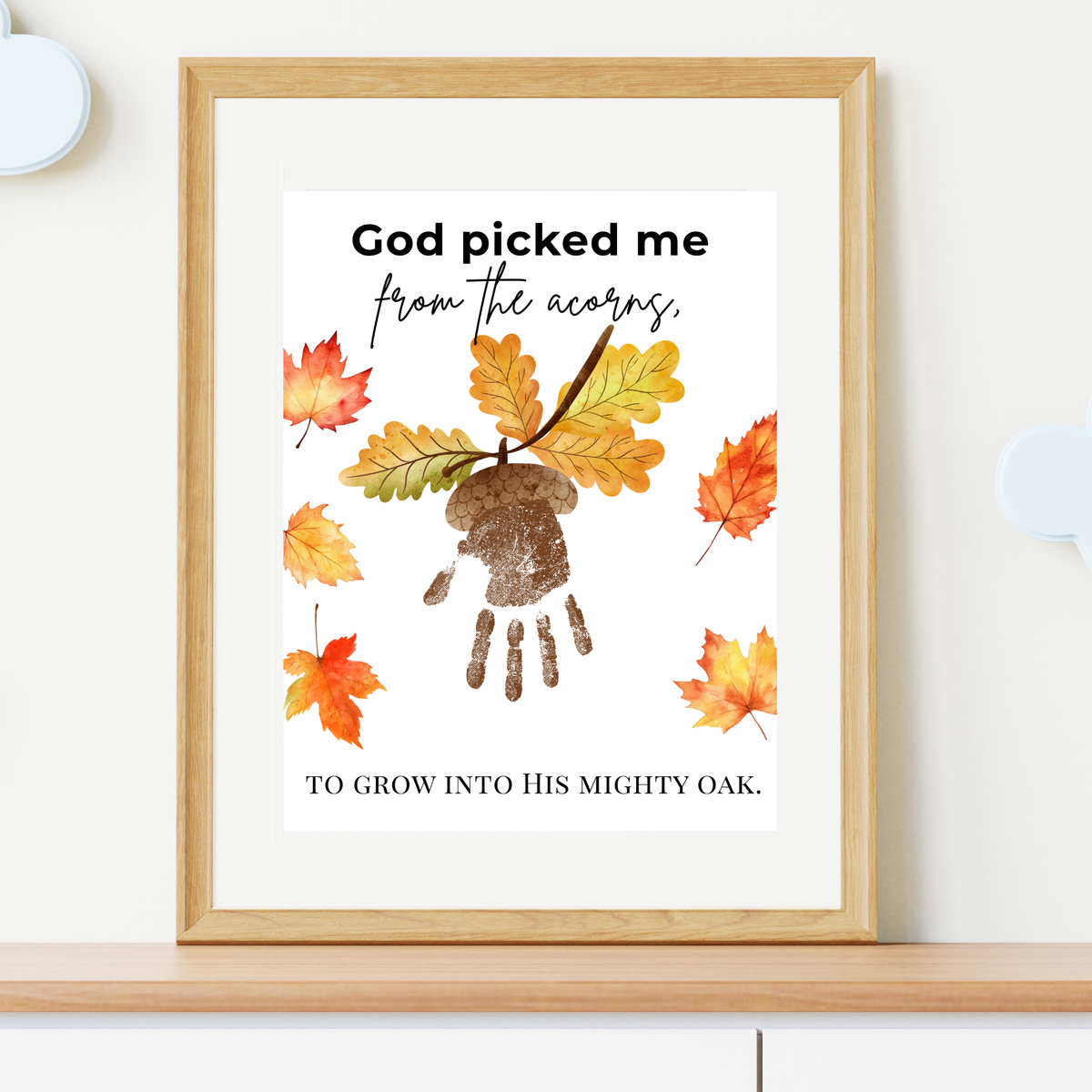 God Picked Me from the Acorns Handprint Craft Printable, Christian Fall Handprint Keepsake, Baby's First Fall, Preschool Autumn Activity