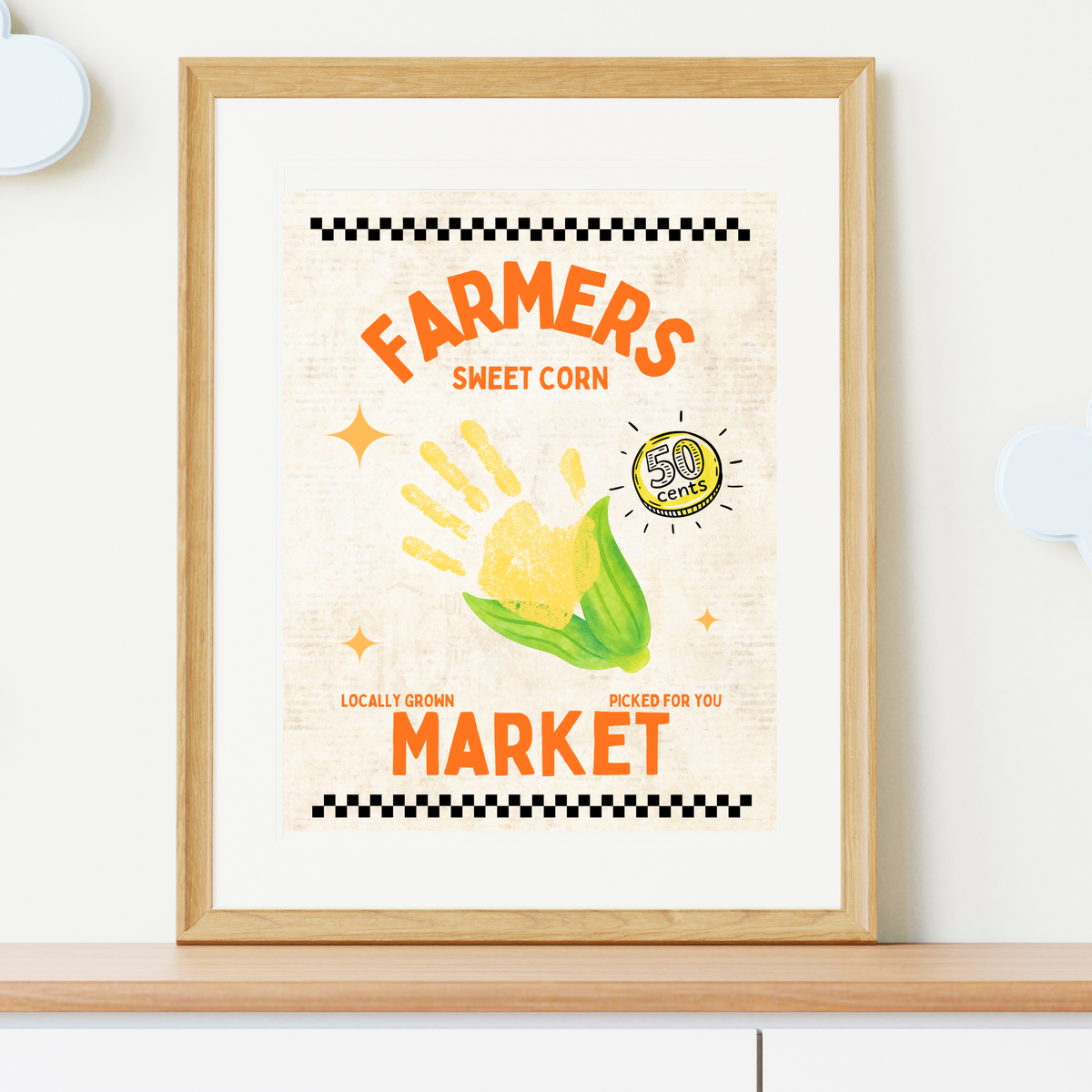 Farmers Market Sweet Corn Handprint Craft Printable, Corn Handprint Keepsake, Fall Harvest Activity, Preschool Kindergarten Thanksgiving PDF