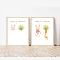 Happy Easter Bunny & Carrot Handprint Keepsake Printable | Easter Memory Art | Spring Kids Activity PDF