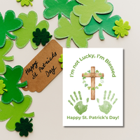 I’m Not Lucky, I’m Blessed St. Patrick’s Day Handprint Craft Printable (Curved Green Title Design) | Faith-Based Shamrock Cross Keepsake | Christian Kids Activity PDF