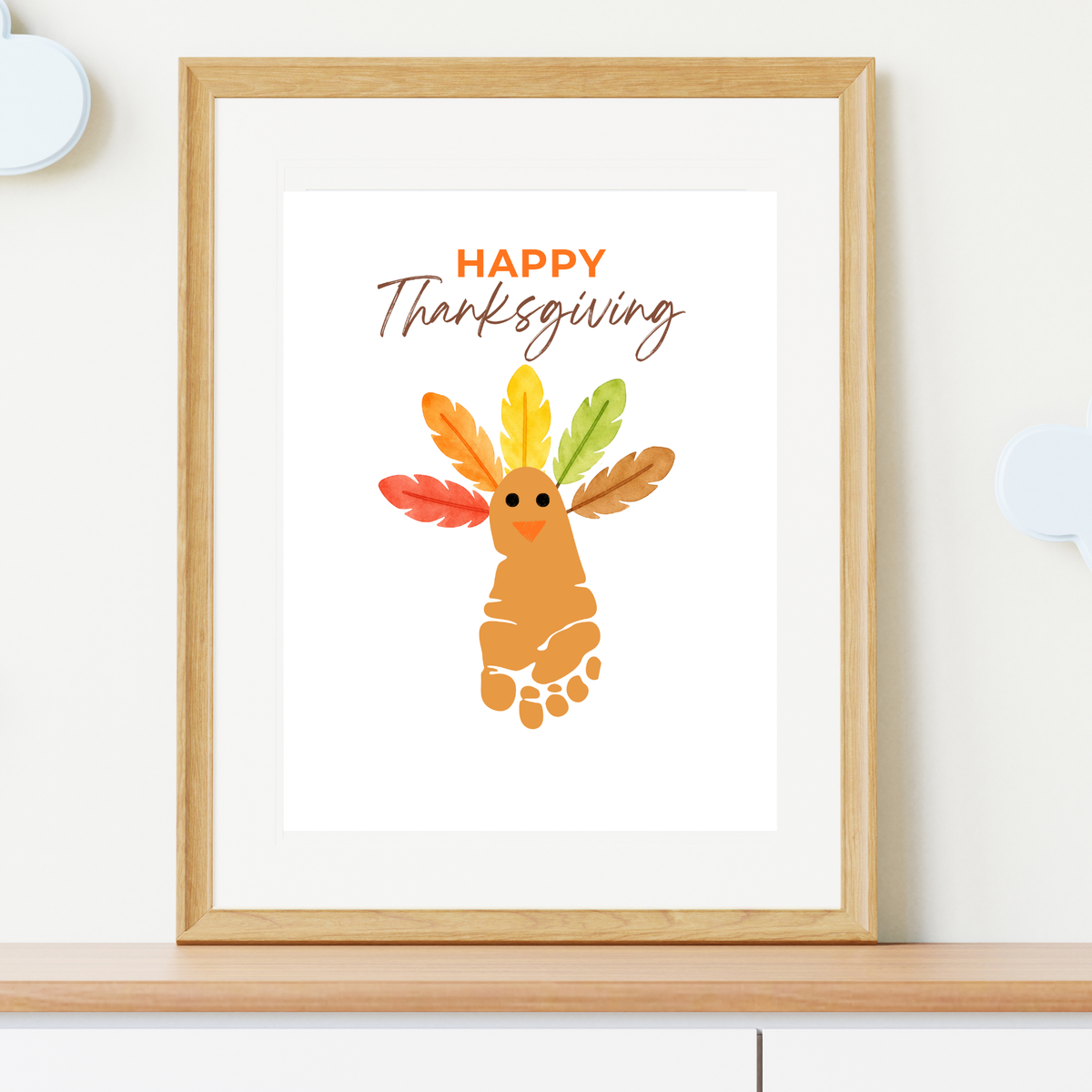 Happy Thanksgiving Footprint Craft Printable, Turkey Footprint Keepsake, Fall Thanksgiving Activity for Kids, Preschool Classroom Craft PDF