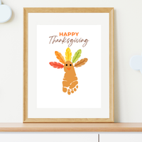 Happy Thanksgiving Footprint Craft Printable, Turkey Footprint Keepsake, Fall Thanksgiving Activity for Kids, Preschool Classroom Craft PDF