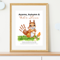 Christian Fall Squirrel Handprint Craft Printable | Acorns Autumn & God’s Love | Bible Fall Activity for Kids | 1 John 3:1 Keepsake