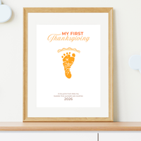 My First Thanksgiving Footprint Craft Printable, Baby's First Thanksgiving Keepsake, Pumpkin Pie Footprint Art, Newborn Thanksgiving Printable PDF