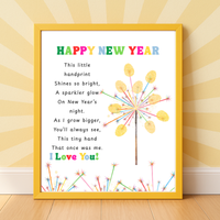 Happy New Year Sparkler Poem Handprint & Fingerprint Craft | New Year's Printable | Preschool New Year Keepsake | Kindergarten 2027 Activity