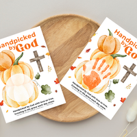 Handpicked by God Pumpkin Handprint Craft | Christian Thanksgiving Printable | Fall Harvest Keepsake