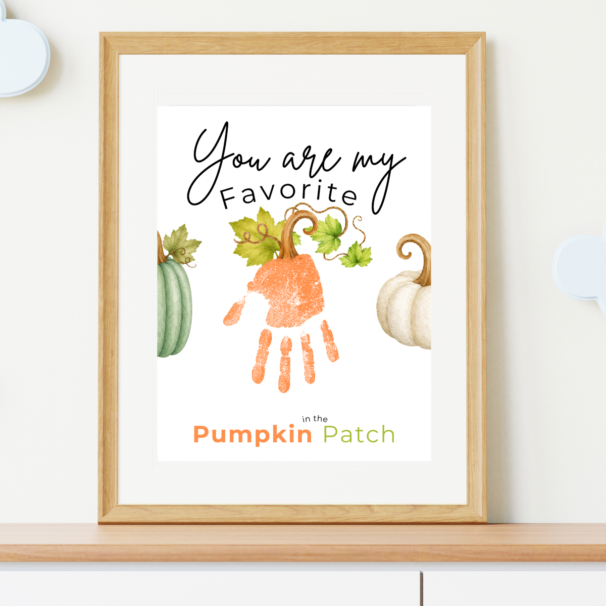 You Are My Favorite Pumpkin in the Patch Handprint Craft Printable, Pumpkin Handprint Keepsake, Baby's First Fall, Preschool Autumn Activity
