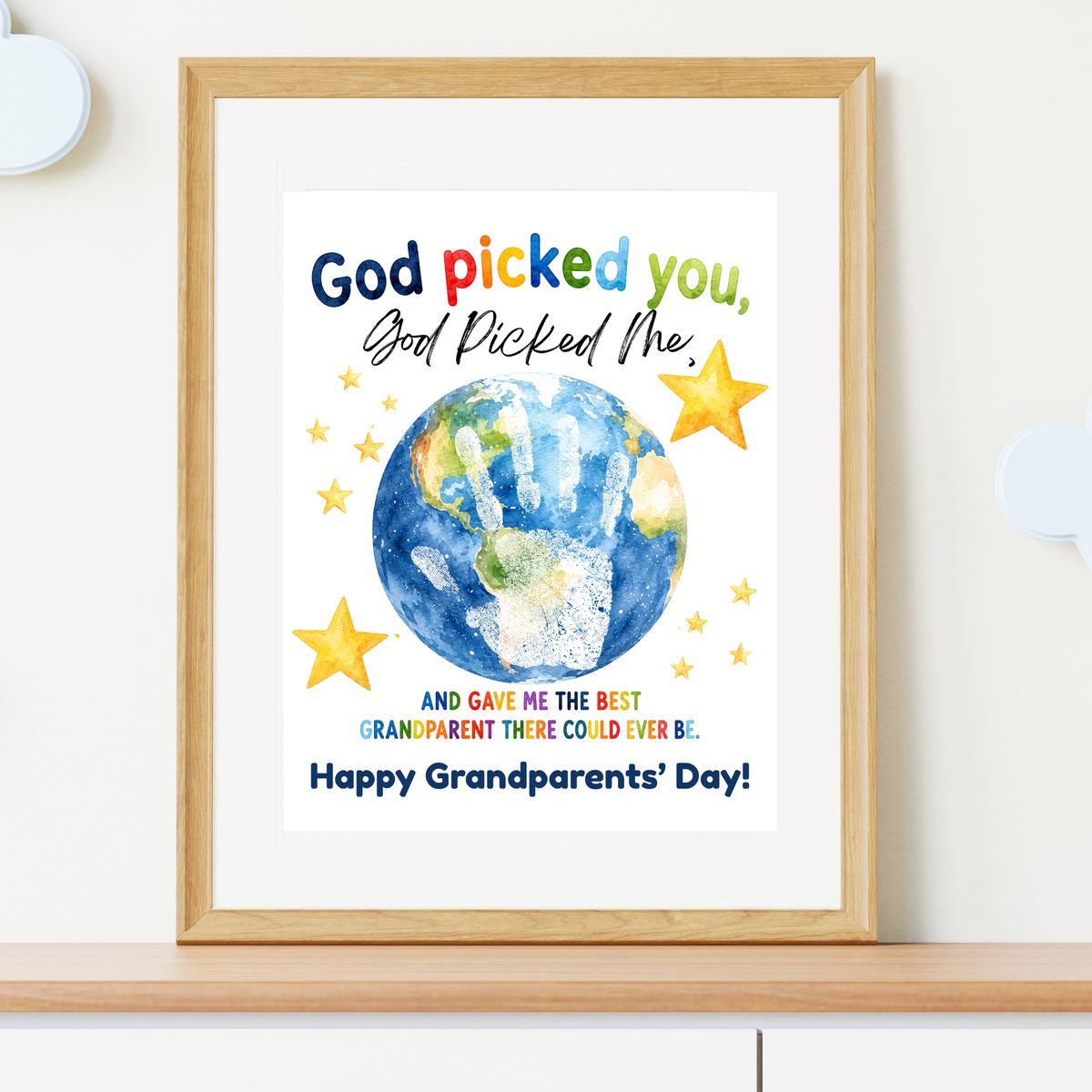 God Picked You, God Picked Me Grandparents Day Handprint Craft Printable | Christian Grandparent Gift | Faith-Based Keepsake PDF