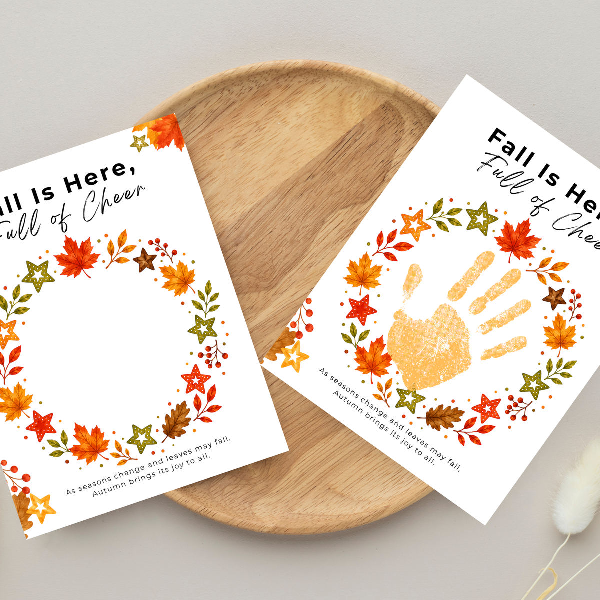 Fall Is Here, Full of Cheer Handprint Craft | Fall Wreath Keepsake | Autumn Printable for Kids