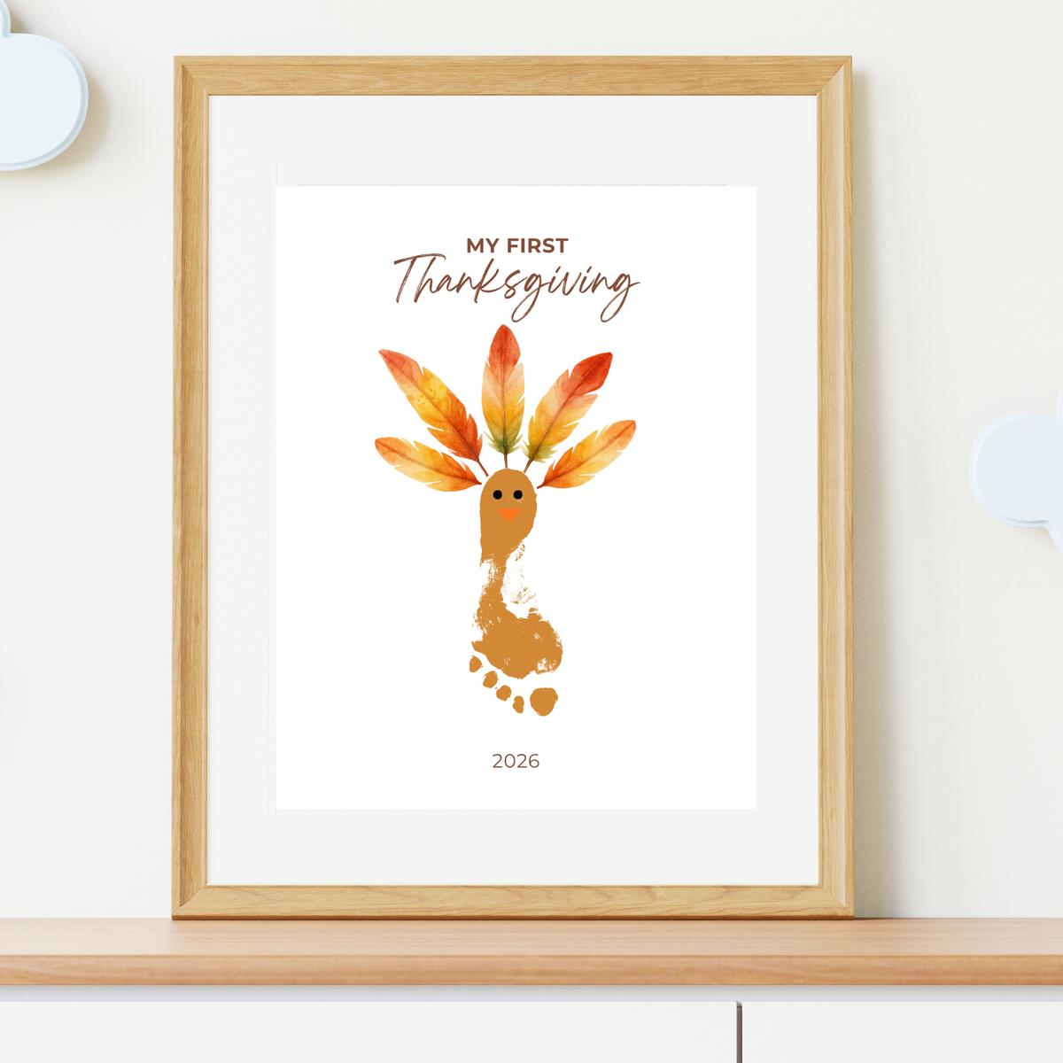 My First Thanksgiving Footprint Craft Printable | Baby Turkey Footprint Keepsake | Thanksgiving Baby Craft | Infant Toddler Thanksgiving Memory